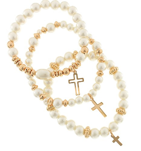 Cross Charm Bracelet (Set of 3)