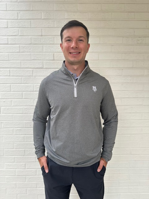 Men's Peter Millar Perth Performance Quarter Zip Pullover- Iron